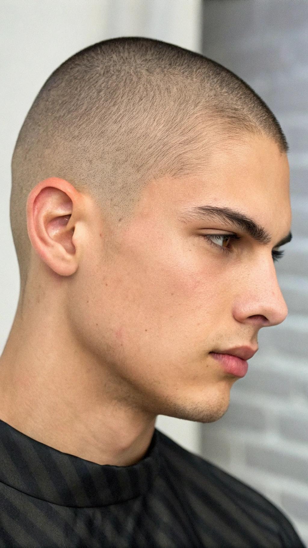 Corte buzz cut versátil para todos os formatos de rosto.