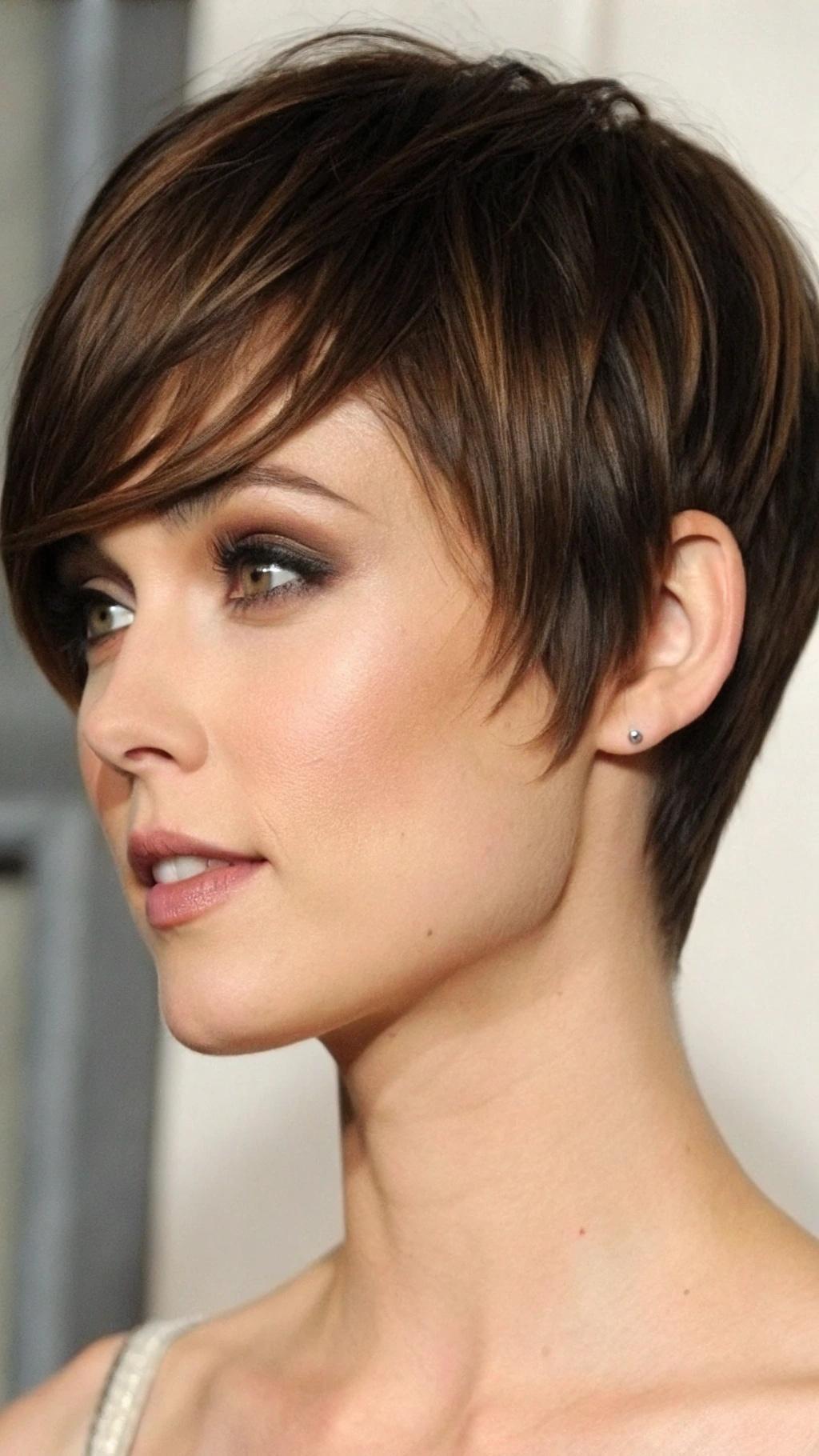 Pixie longo para rosto coração