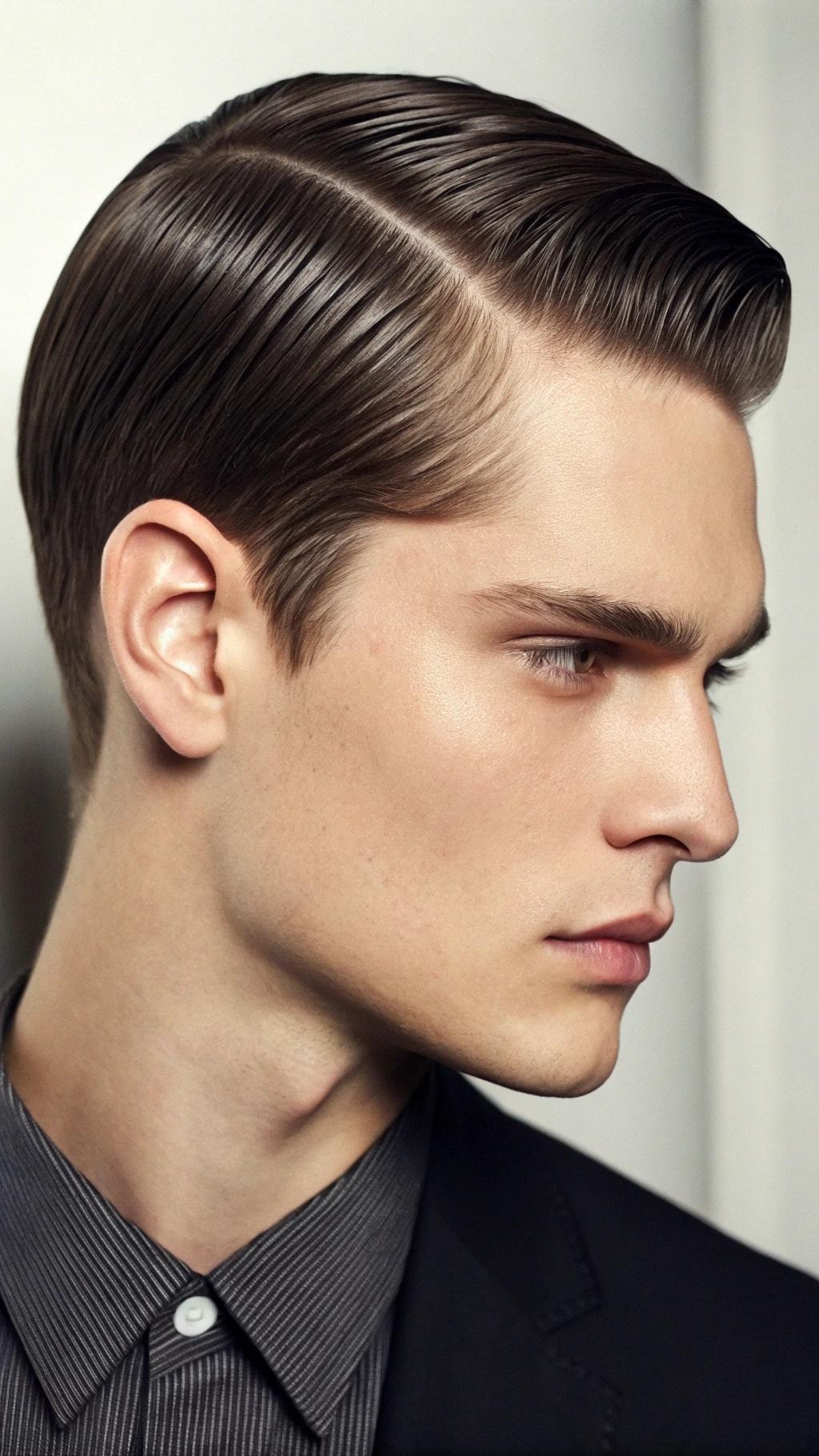 Side Part clássico para um visual elegante.